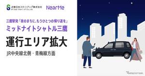 終電後の「あと一駅分」をサポート、三鷹駅の「シェア乗り」利用エリアを拡大