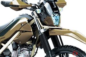 カワサキ名車「シェルパ」シリーズに“新型モデル”発表！ 待望の「チューブレスタイヤ」採用で最高の“万能バイク”に進化！「ゆったりツーリング」に最適な新型「KLX230シェルパ S」発売へ！