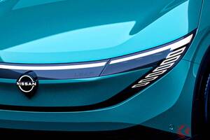 “8年ぶり全面刷新”の日産「新型SUV」初公開！ 斬新「フの字型」ライトのクーペ風モデル！ 超開放感サンルーフ採用？ テスラ式スパチャも使える？ 新たな「リーフ」どんな車になるのか