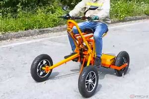 なんか虫みたい!?　スクラップから未来的な4輪電動バイクをDIYしてみた動画に反響