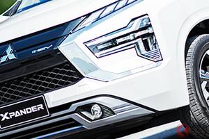 三菱が新型「コンパクト“SUV”ミニバン」公開！ 全長4.5m級ボディ＆新ハイブリッド搭載！ タフ顔も超カッコイイ「Xパンダー HEV」バンコクに登場