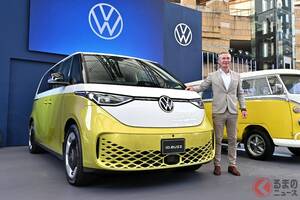 VW新型「ID. Buzz」発表！ “3列6人／7人乗り”の「めちゃ広ッ空間」＆懐かしい「レトロ風デザイン」採用！ 「フラット床面」で車中泊もできそうな「電動ミニバン」発売！