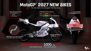MotoGP：2027年に1000ccから850ccへマシン規則変更。空力パーツは50mm削減、Dampers整デバイスは禁止