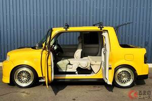 トヨタ斬新「bBオープンデッキ」発見！ 希少なカスタム仕様が中凄すぎる！ 中古車市場に現れた個体、どんな特徴があるの？